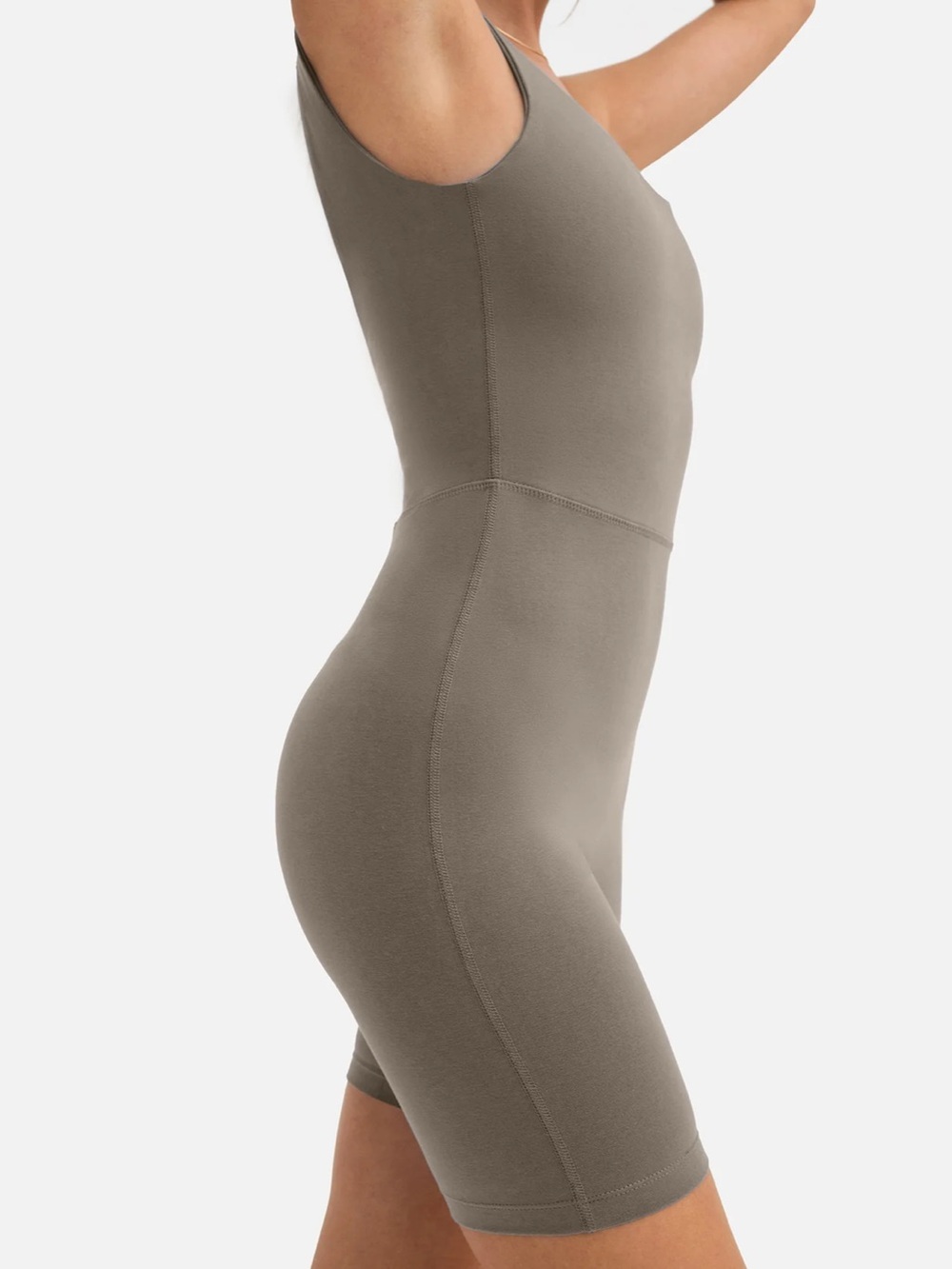 MATE The Label GOTS Certified Organic Cotton Unitard Size S Pebble Taupe Pilates
